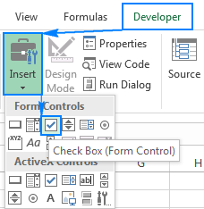 Insert a checkbox in Excel.