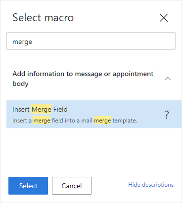 Insert Merge Field