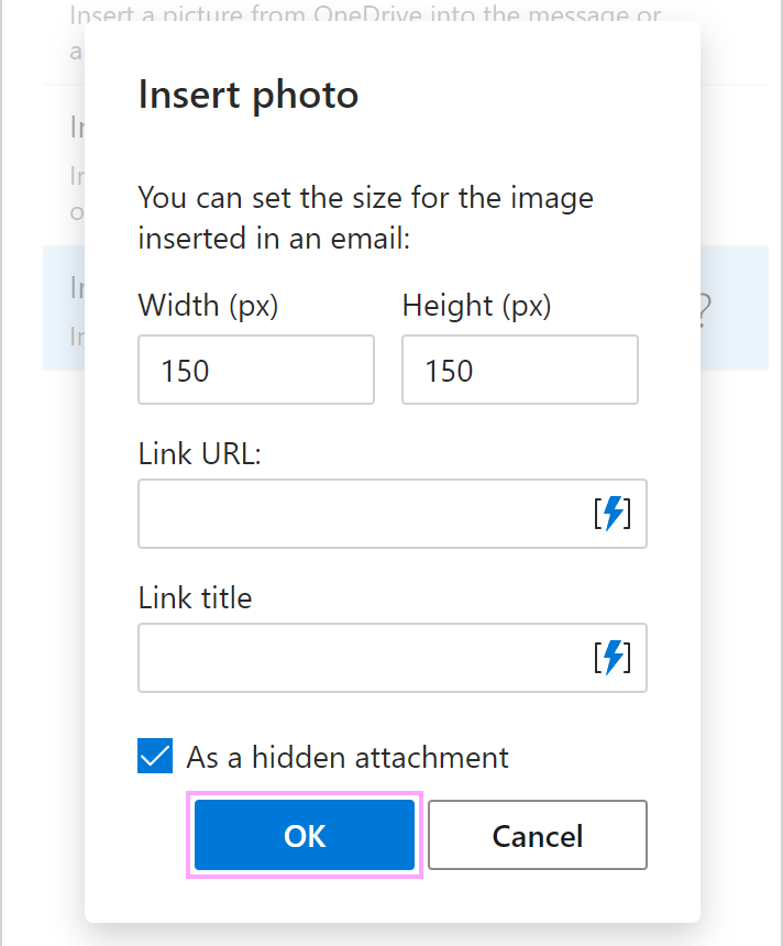 The Insert photo dialog