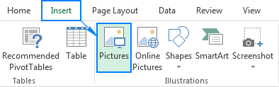 Inserting an image in Excel from a computer