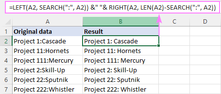 Insert space after a specific character