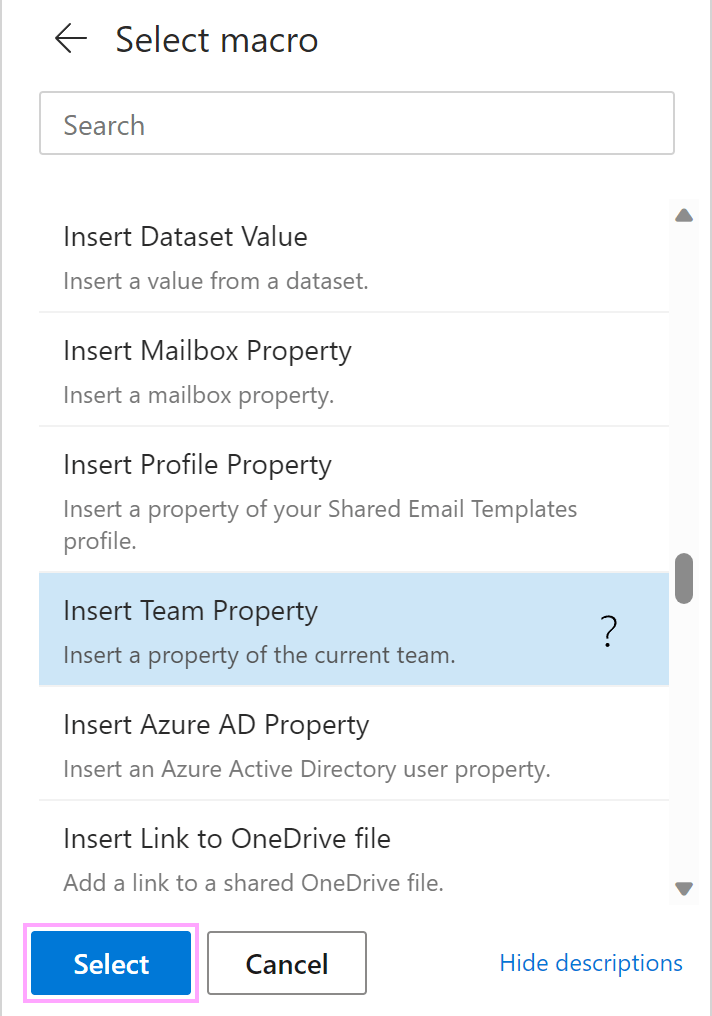 Insert Team Property