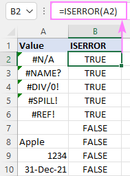 Excel ISERROR function