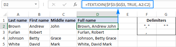 Joining cells with different delimiters