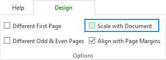 Avoid resizing the header / footer text when scaling the worksheet for printing