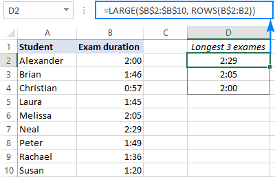 LARGE formula to get the biggest 3 times