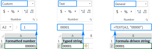 Different ways to add  leading zeros in Excel