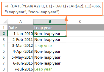 Another way to determine leap and non-leap years in Excel