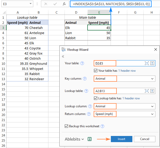 INDEX MATCH formula to Vlookup to the left.