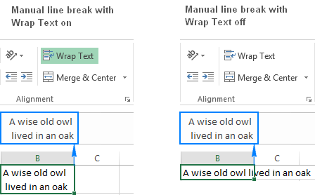 A line break is inserted manually.