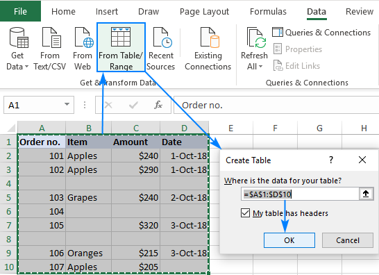 Load the table to the Power Query Editor.