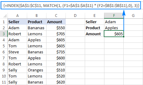 Lookup with multiple criteria