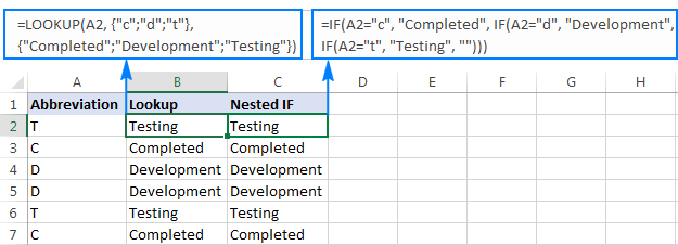 A Lookup formula as alternative to nested IFs