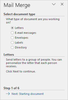 The Mail Merge Wizard can walk you through the merge process step-by-step.