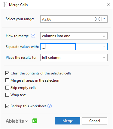 Separating the combined names with a space character