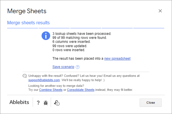 Google Sheets - join tables.