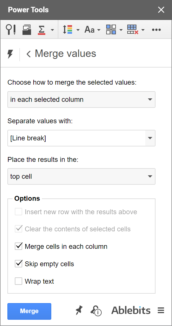 Tweak all settings in Merge Values.