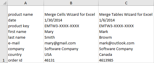 Merged rows separated with line breaks