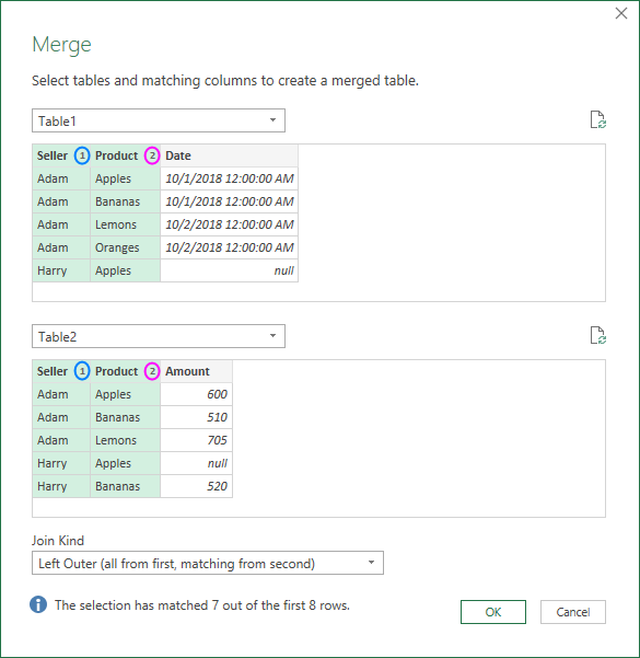 Merging tables based on multiple key columns