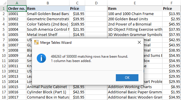 Merging two tables based on a common column.