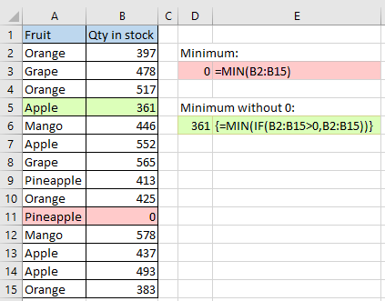 Return the smallest value excluding zero