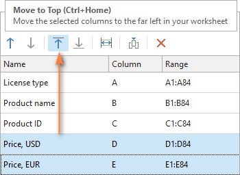 Move columns to the end or to the beginning of the table.