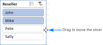 Moving a slicer in Excel