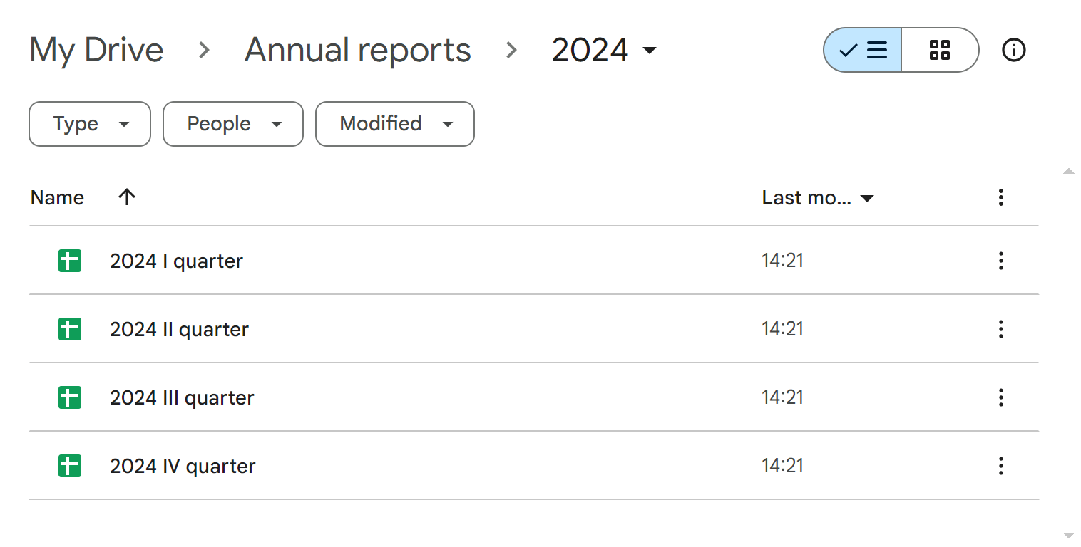 Gather all spreadsheets in one folder.