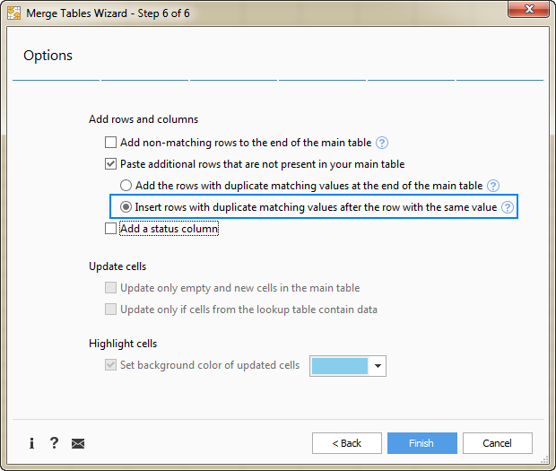 Specify how to arrange matching values.