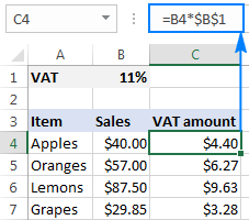 A formula to multiply a column of numbers by the same number number