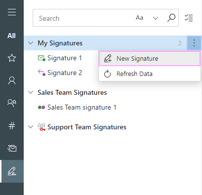 Add a new signature via the web app.