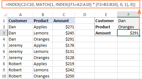 A non-array INDEX MATCH formula with multiple criteria