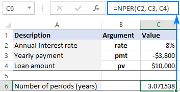 NPER function returns a decimal number