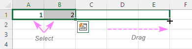 Number columns in Excel.