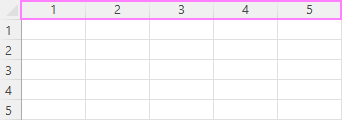 Excel columns labeled with numbers