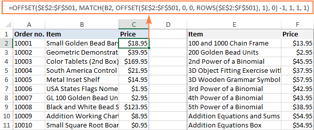 OFFSET MATCH formula to do Vlookup in Excel