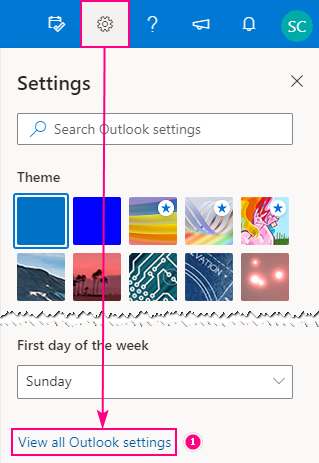 View all Outlook settings