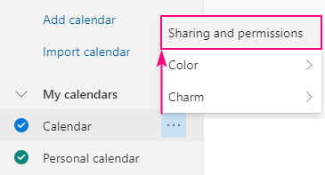 Outlook calendar sharing and permissions