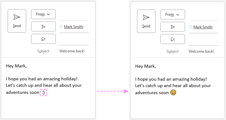 Outlook emoji shortcut