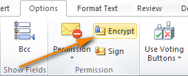 To send an encrypted email message, click the Encrypt button.