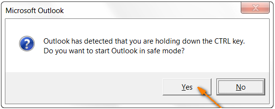 Starting Outlook in safe mode