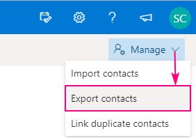 Exporting contacts from Outlook Online