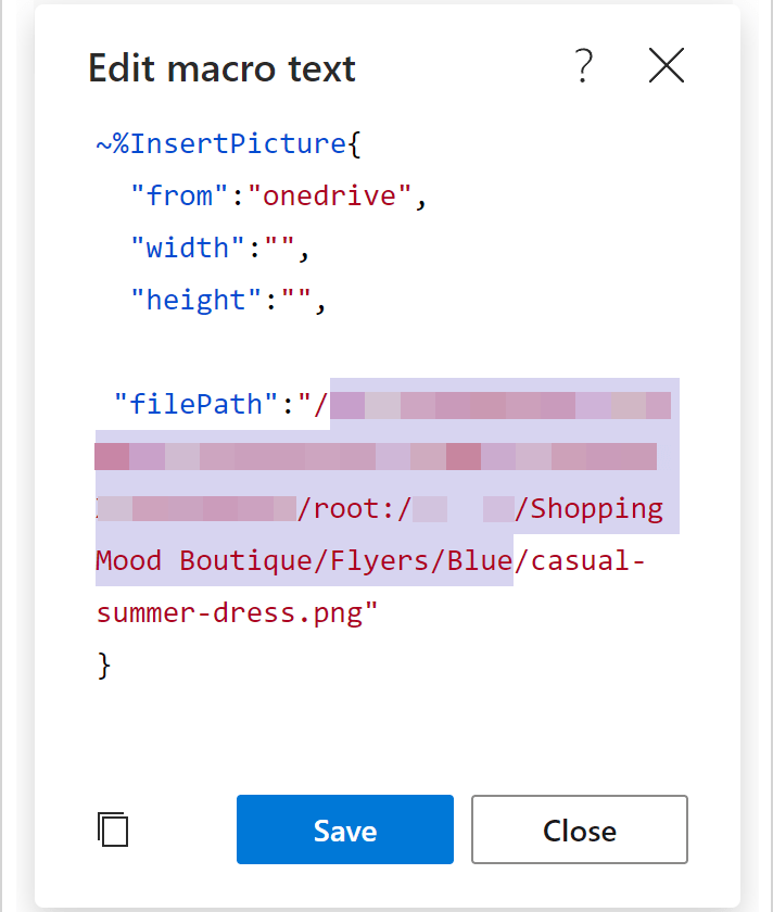 Editing the InsertPicture macro text