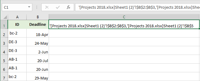 Paste a cell or range address as absolute external reference.