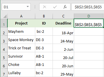 Paste a range address as absolute reference.