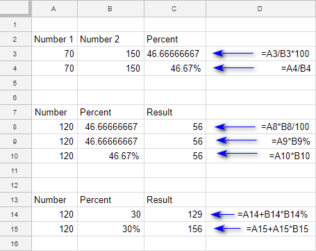 Using percent number format in calculations.