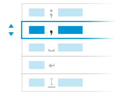 Separate the values with: semicolon, comma, space, line break, your separator.