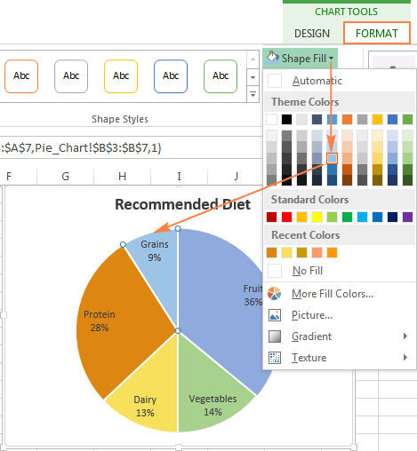 Choosing colors for each slice of the pie chart individually