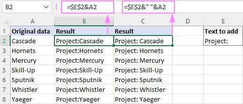 Another way to add text to the beginning of a string