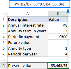 Present value calculator in Excel